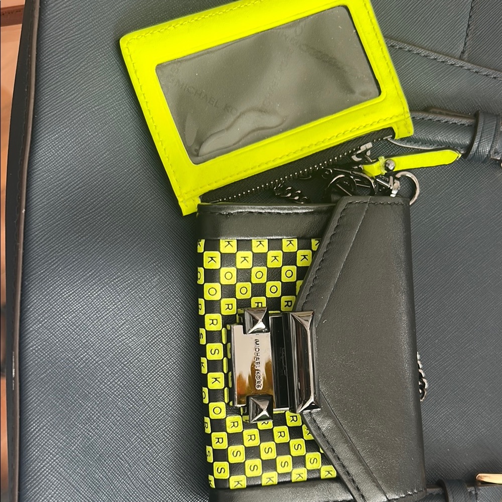 Michael Kors Black and Yellow Patterned Bag